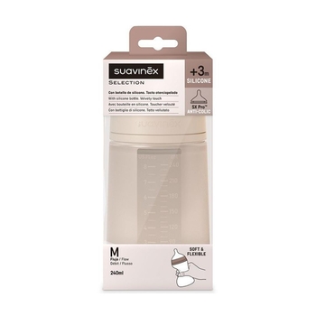 Пляшечка для годування Suavinex Colour Essence, фізіологічна соска, повільний потік, 240 мл, світло-рожева (308069) - Pampik - 3