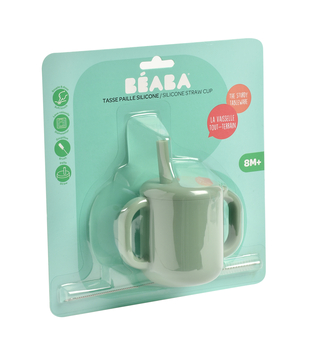 Поїльник силіконовий Beaba з трубочкою оливковий 170 мл (913573) - Pampik - 4