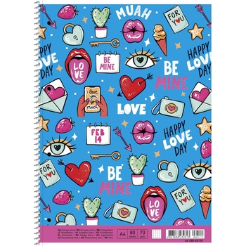 Колледж-блок Student, А4+, в клеточку, спираль, 80 л., голубой (A4-080-6512K) - Pampik