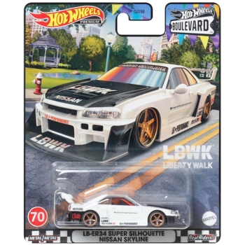 Автомодель Hot Wheels Boulevard Nissan Skyline Super Silhouette LB-ER34 біла з чорним (GJT68/HKF21) - Pampik