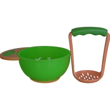 Тарелка с толкушкой Lindo зеленая (РК 059) - Pampik