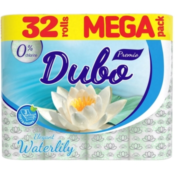 Туалетний папір Диво Premio Waterlily, тришаровий, 32 рулони - Pampik