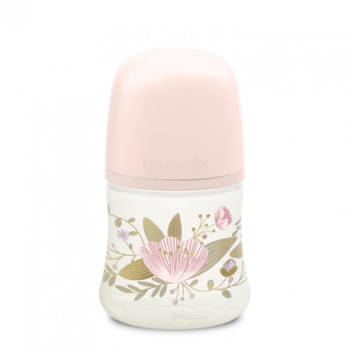 Пляшечка для годування Suavinex Gold Edition, фізіологічна соска, повільний потік, 150 мл, рожева (307868) - Pampik