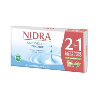 Крем-мило для рук Nidra Saponelatte Idratante із молочними протеїнами, 3 шт. по 90 г - Pampik
