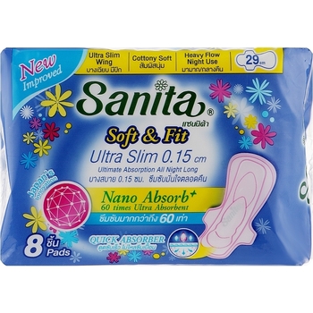 Гигиенические прокладки Sanita Soft & Fit Ultra Slim Wing 29 см 8 шт. - Pampik