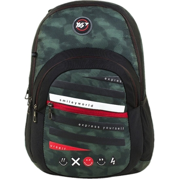 Рюкзак молодіжний Yes T-85 Smiley World Military Boy, черный с зеленым (558285) - Pampik