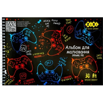 Альбом для рисования Zibi Kids Line Gamer А4, 30 листов, темно-синий (ZB.1451-03) - Pampik