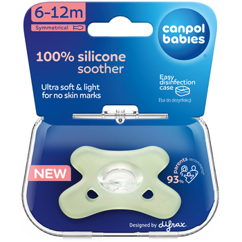 Силиконовая симметричная пустышка Canpol babies, 6-12 месяцев, зеленый (24/002_gre) - Pampik