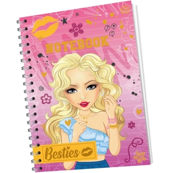 Блокнот А5 Besties, лінійка, 60 аркушів, рожевий (961012) - Pampik