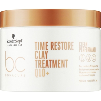 Глиняна маска Schwarzkopf Professional BC Bonacure Time Restore Clay Treatment Q10+ для зрілого та ламкого волосся, 500 мл - Pampik