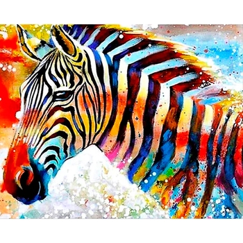 Алмазная мозаика Santi Разноцветная зебра, 40х50 см (954336) - Pampik