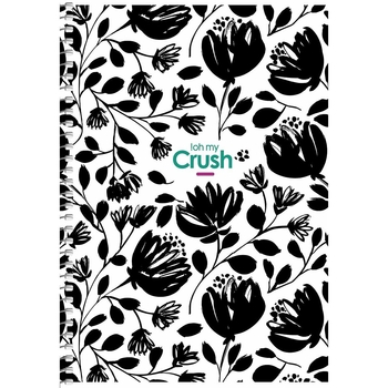 Тетрадь для записей Student А5, в клеточку, спираль, 80л., Цветы черного цвета (A5-SC-080-6089K) - Pampik