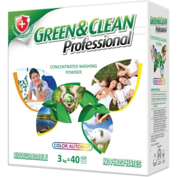 Пральний порошок Green & Clean Professional Color для кольорової білизни, концентрат, 3 кг - Pampik