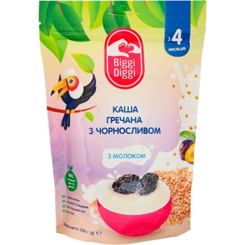 Упаковка молочної каші Biggi Diggi Гречана з чорносливом,1,8 кг (9 шт. по 200 г) - Pampik - 2