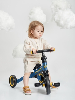 Дитячий триколісний біговел-трансформер Poppet 3 в 1, синьо-жовтий + стікерпак (PP-1702B) - Pampik - 7