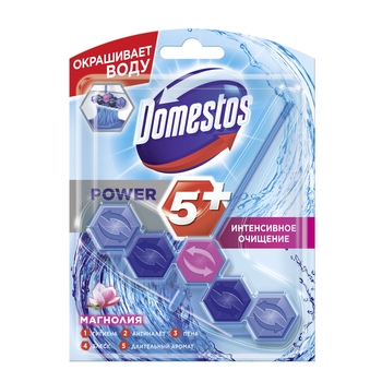 Блок для чищення унітазу Domestos Power 5 Видимий захист Квітковий букет, 53 г - Pampik