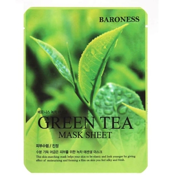 Тканевая маска для лица Baroness Green Tea Mask Shee, с экстрактом зеленого чая, 25 мл - Pampik