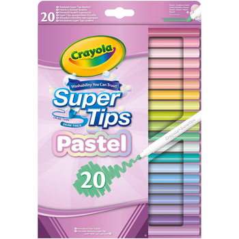 Фломастеры Crayola Supertips пастельные цвета, смывающиеся, 20 шт. (58-7517) - Pampik