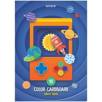 Картон кольоровий Kite односторонній А4, 10 аркушів, 10 кольорів (K23-1255) - Pampik