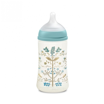 Пляшечка для годування Suavinex Gold Edition, фізіологічна соска, середній потік, 270 мл, блакитна (307872) - Pampik - 2