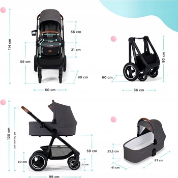 Универсальная коляска 2 в 1 Kinderkraft Everyday 2 Dark Gray Black Frame темно-серая (00-00305225) - Pampik - 4