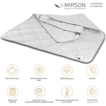 Ковдра антиалергенна MirSon Bianco EcoSilk №1301, демісезонна, 110x140 см, біла (237053845) - Pampik - 5