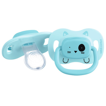 Пустышка силиконовая Bebe Confort Reversible Soothers Minimalistic Animals, cимметричная, 6-18 мес., 2 шт., синяя (3104202020) - Pampik