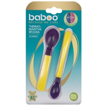 Набор термочувствительных ложек Baboo, от 4 мес., 2 шт., желтый (10-021) - Pampik