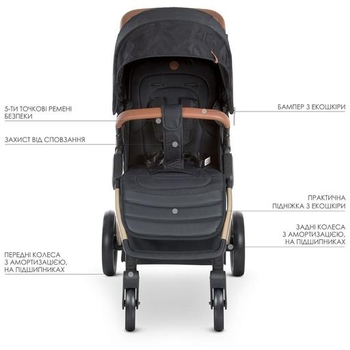 Прогулочная коляска El Camino Dynamic Pro Me 1053G Special Black, черная (25482) - Pampik - 5