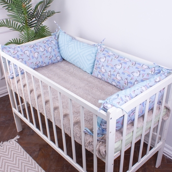 Защитная подушка-борт MirSon Kids Time 18-0006 Rainbow Unicorn, синяя, 4 шт. - Pampik