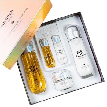 Набір для догляду за обличчям Jigott Signature 24K Gold Essential Skin Care 3Set Золото - Pampik