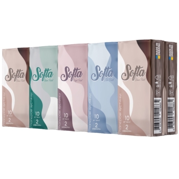 Салфетки бумажные Softa, 1 блок х 10 упаковок - Pampik