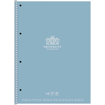 Колледж-блок Student, А4, в клеточку, спираль, 80 л., University international, голубой (A4-CC-080-6508K) - Pampik