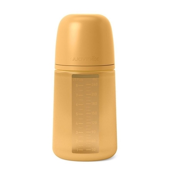 Пляшечка для годування Suavinex Colour Essence, фізіологічна соска, повільний потік, 240 мл, світло-коричнева (308069) - Pampik