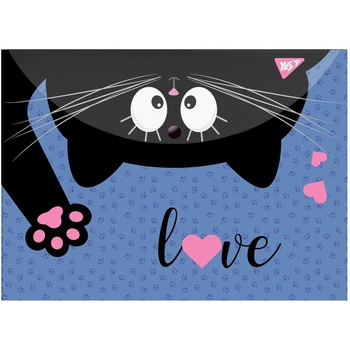 Папка-конверт Yes Meow, A4, с кнопкой (491871) - Pampik