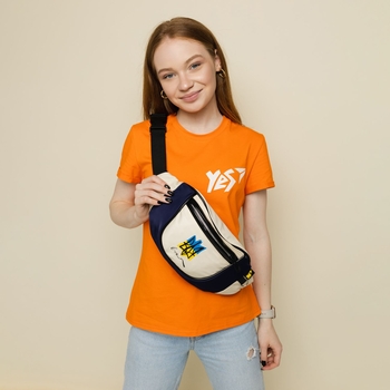 Сумка на пояс Yes SP-32 Welcome To Ukraine, 36x15x7 см, бежевая с черным (559523) - Pampik - 2