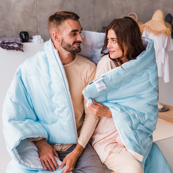 Ковдра антиалергенна MirSon Valentino Hand Made EcoSilk №0554, зимова, 110x140 см, біло-блакитна (14212310) - Pampik - 5