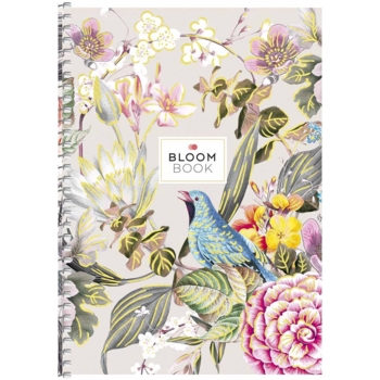 Тетрадь для записей Student Колаж цветов и голубая птица, А5, в клеточку, спираль, 80 листов (A5-SC-080-6092K) - Pampik