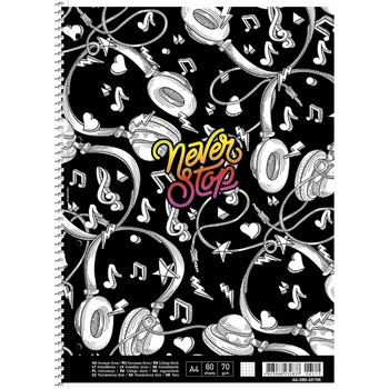 Колледж-блок Student, А4+, в клеточку, спираль, 80 л., черный (A4-080-6515K) - Pampik