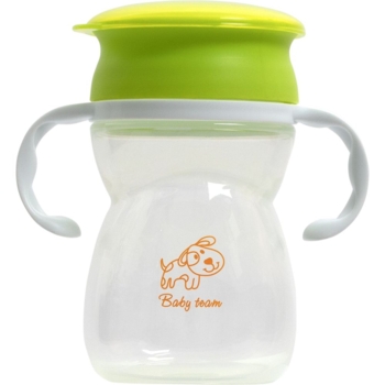 Поїльник-непроливайка Baby Team 360°, з ручками, зелений, 300 мл - Pampik