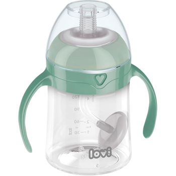 Кружка-непроливайка Lovi Моя перша кружка з трубочкою та обтяжувачем, 150 мл, зелений (35/364) - Pampik
