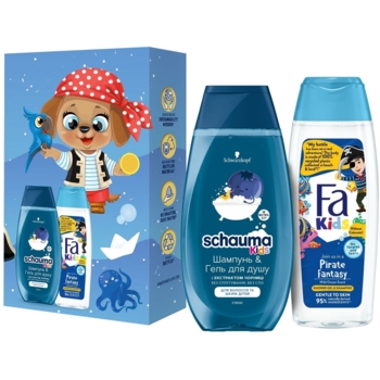 Набір Kids Boy: Шампунь-гель для душу Schauma Kids з чорницею 250 мл + Гель-шампунь для душу Fa Kids Pirate Fantasy 250 мл - Pampik