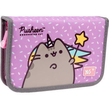 Пенал жесткий Yes HP-02 Pusheen, 13х21х3 см, сиреневый (533398) - Pampik