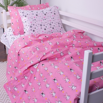Підковдра на блискавці MirSon Kids Time 17-0528 Bunnies pink, бязь, 210х143 см, рожева - Pampik - 2