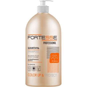 Шампунь Fortesse Professional Color Up & Protect Стійкість кольору, для фарбованого волосся, з дозатором,1 л - Pampik