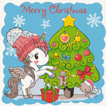 Картина по номерам ArtCraft Единорожка с елкой 30x30 см (15554-AC) - Pampik