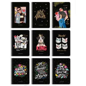 Зошит для записів Student Дівчина, А5, в клітинку, спіраль, 80 аркушів (A5-SC-080-6077K) - Pampik - 2