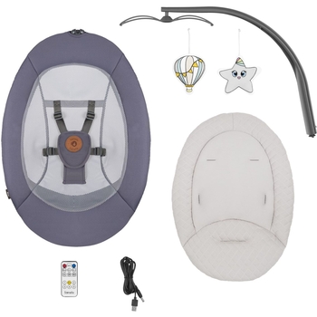 Шезлонг-гойдалка Lionelo Ralf Grey Graphite з ігровою дугою, світло-сірий (LO-RALF GREY GRAPHITE) - Pampik - 4