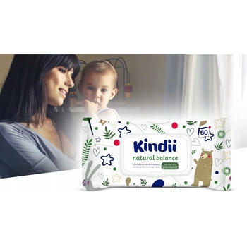 Вологі серветки Kindii Natural Balance, 60 шт. - Pampik - 2