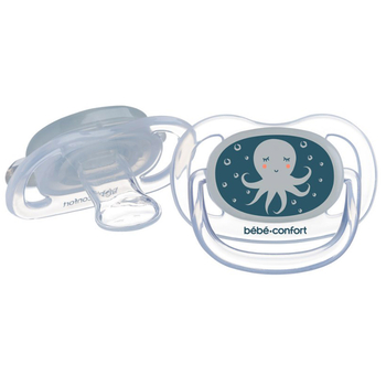 Пустушка силіконова Bebe Confort Physio Air Dummy Phospho Bblue Octopus, анатомічна, 0-6 міс., 2 шт., синя (3104201940) - Pampik